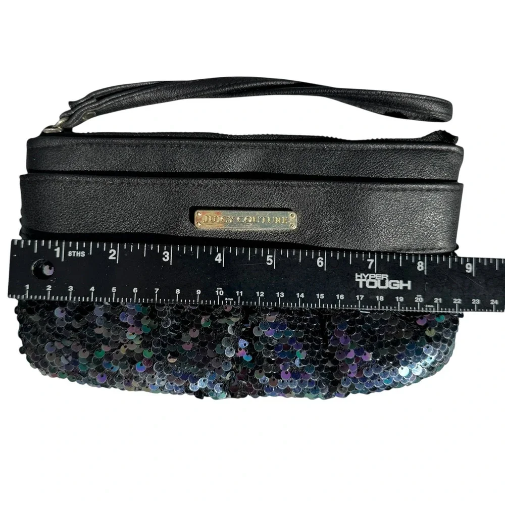 Juicy Couture Wristlet Clutch Navy Black Sequin‎ Evening Party Bag Retro Y2K